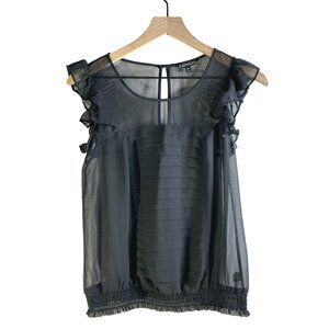 Express Black Sheer Top - Minimalist/Preppy/Goth - Size XS